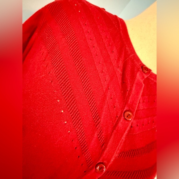CJ Banks Red Short Sleeved Sweater Catdigan - Picture 2 of 16